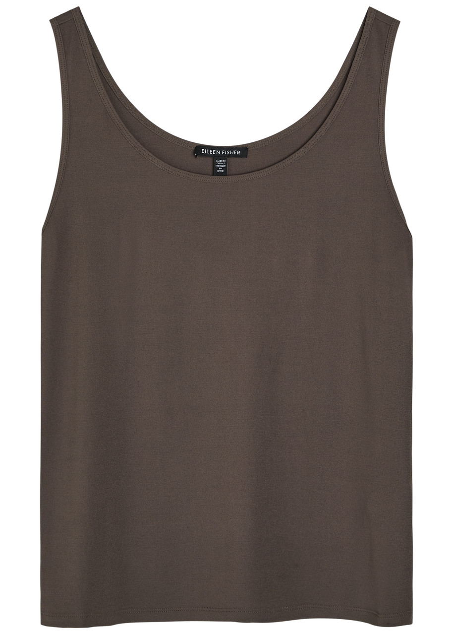 Eileen Fisher Silk Tank In Brown