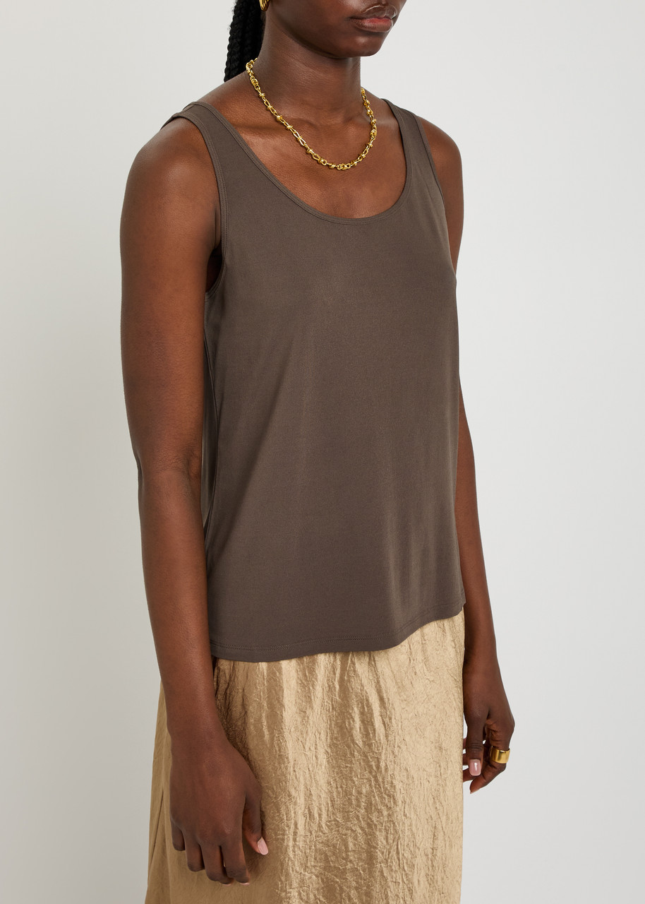 Eileen Fisher Silk Tank In Brown