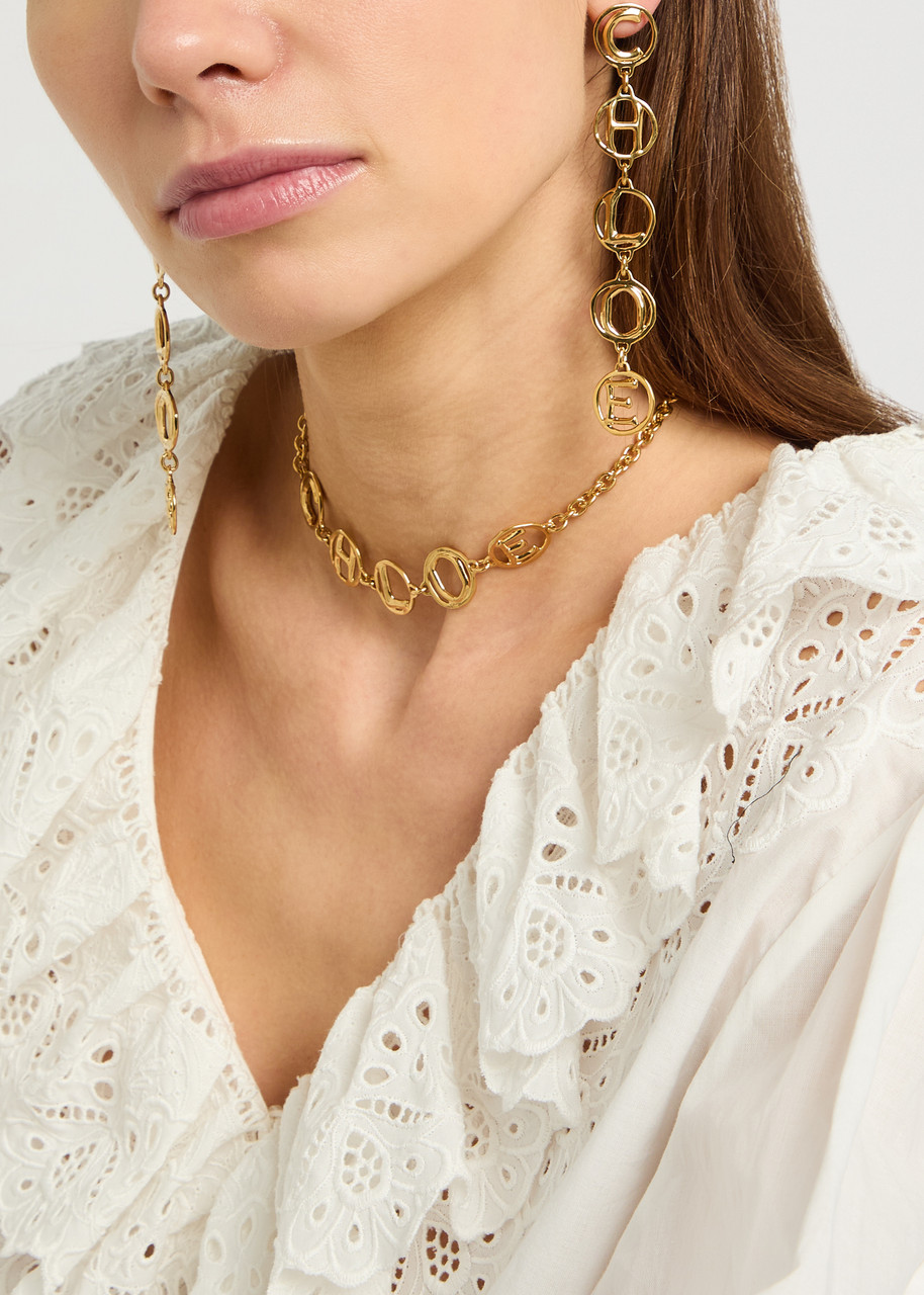 Chloé Chloe The Script Drop Earrings In Gold