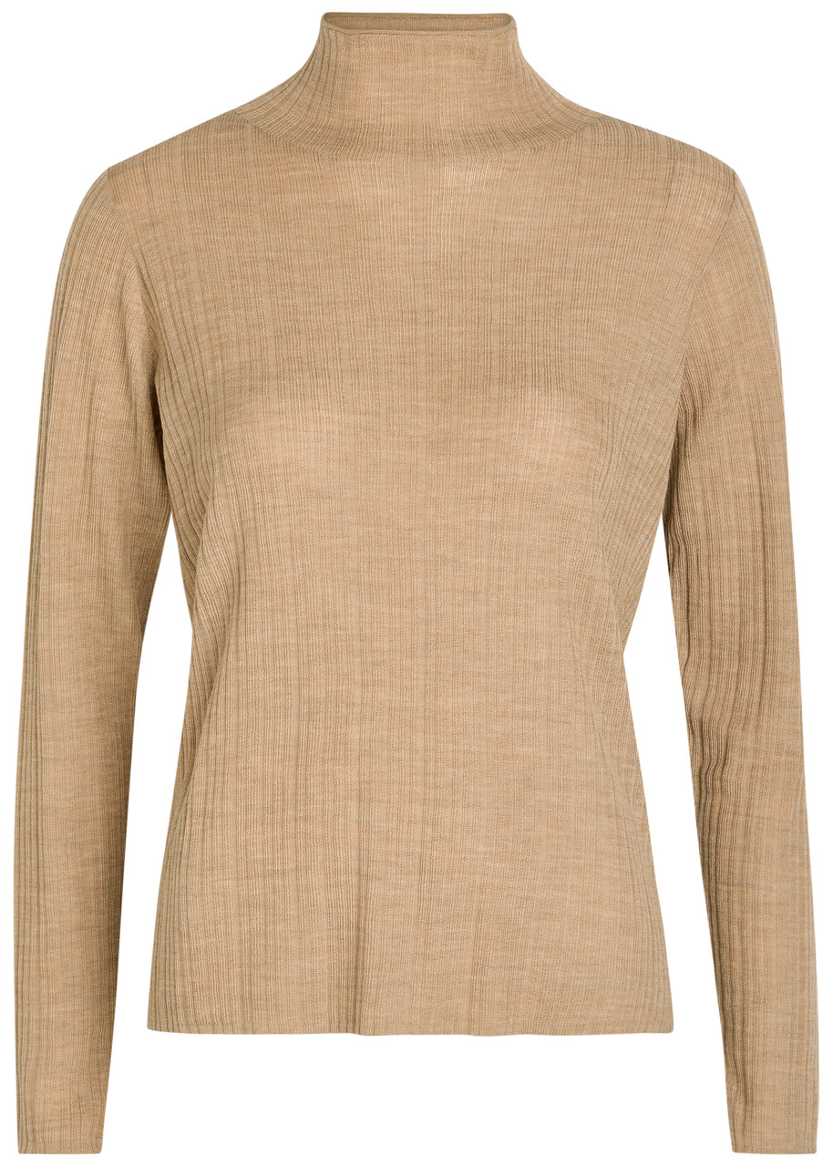 Eileen Fisher Ribbed Merino Wool top - Beige - L (UK 18-20 / XL)