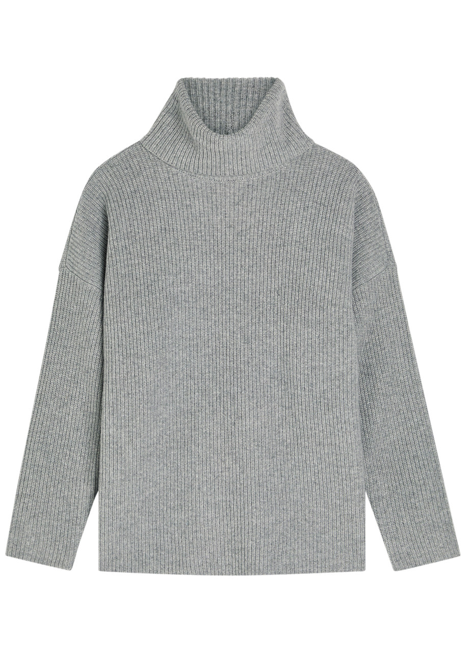 Eileen Fisher Ribbed Roll-neck Wool and Cashmere-blend Jumper - Grey