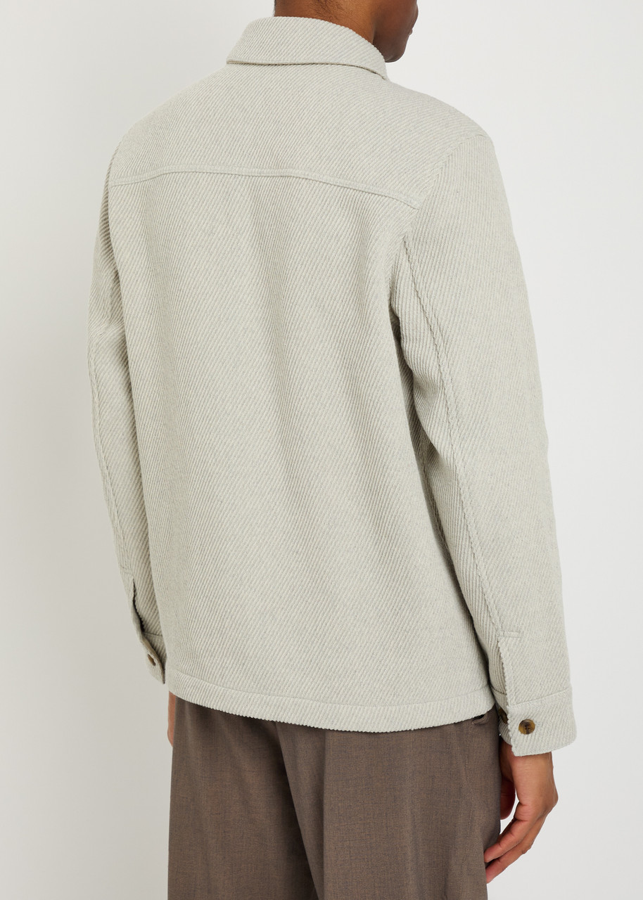  Les Deux Hamilton Textured Twill Overshirt - Light Grey - L 