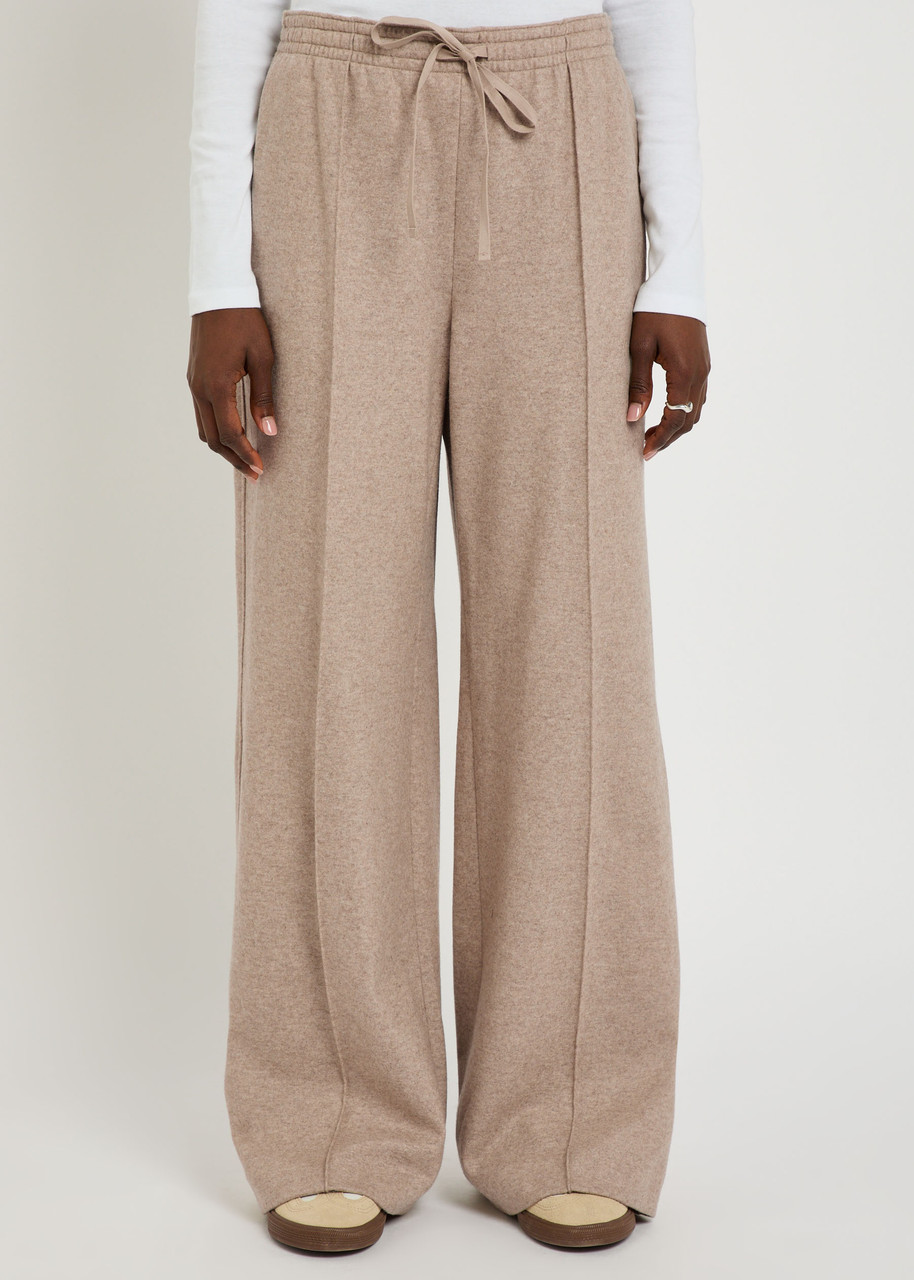 Vince Drawstring Wide-leg Wool-blend Trousers In Neutral