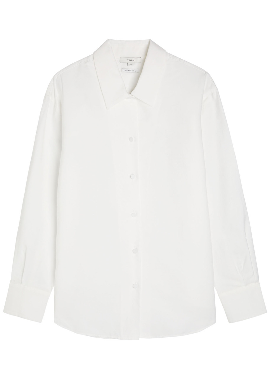 Vince Covered Button Woven Shirt In White