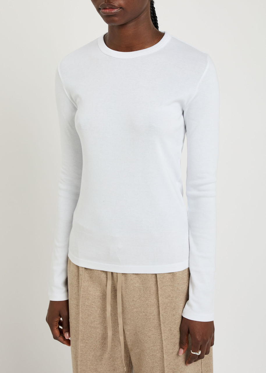 Vince Essential Cotton-blend Top In White