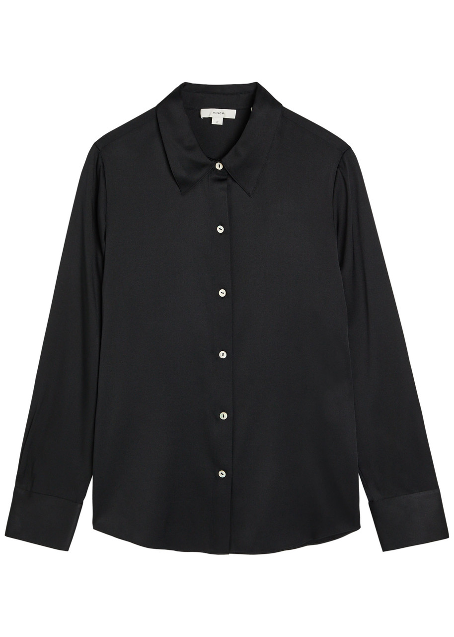 Vince Silk-blend Shirt In Black