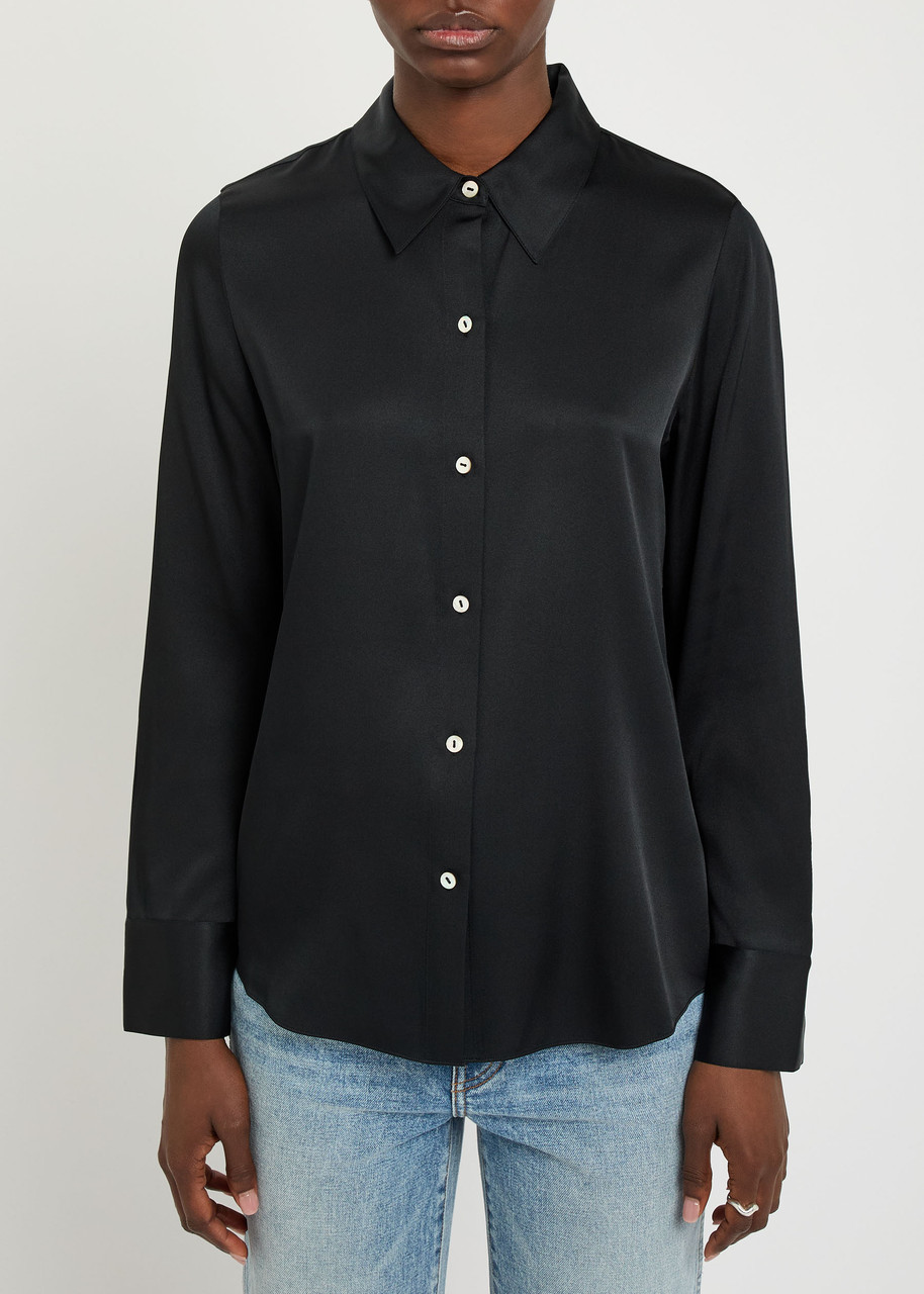 Vince Silk-blend Shirt In Black