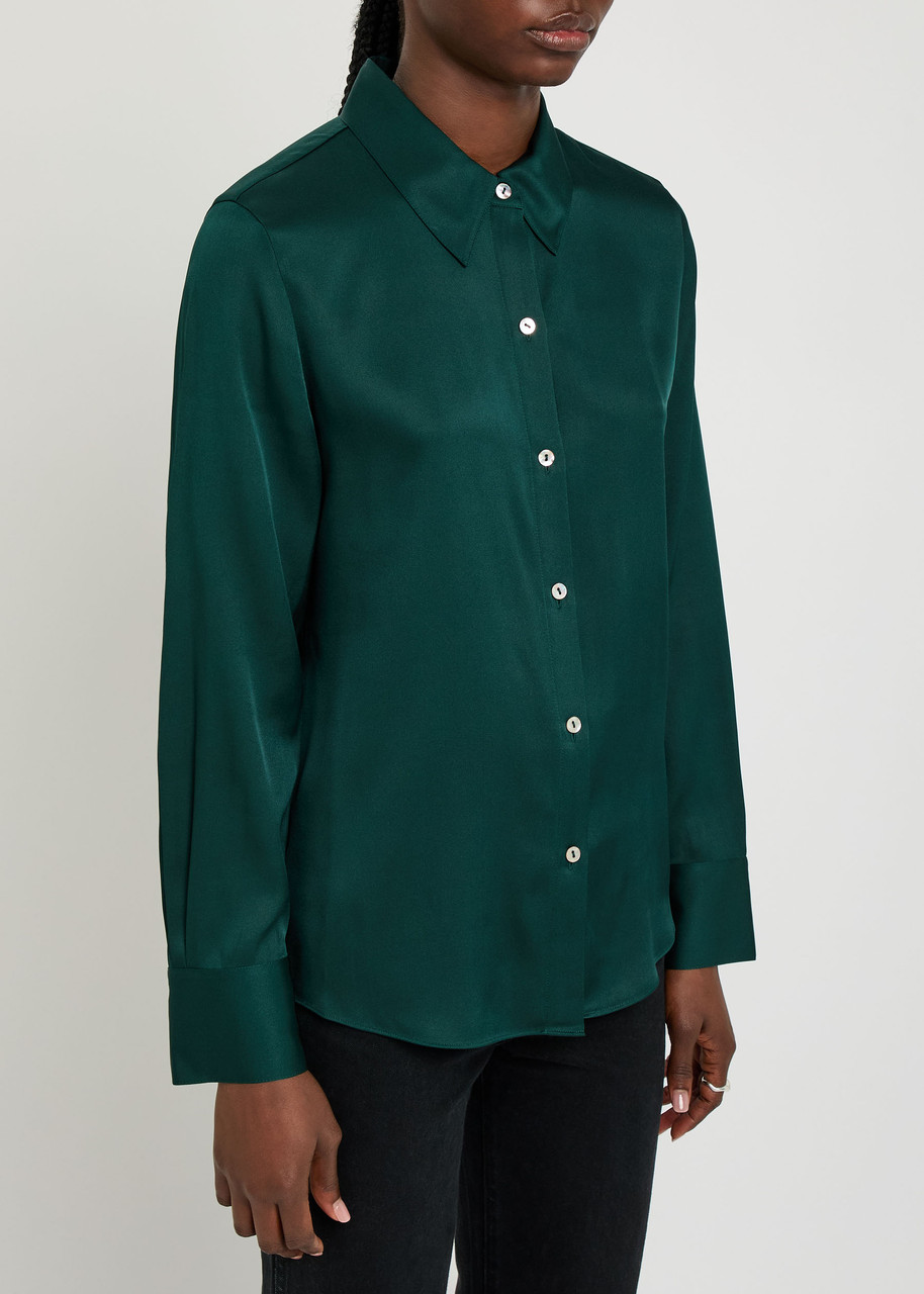Vince Silk-blend Shirt In Green
