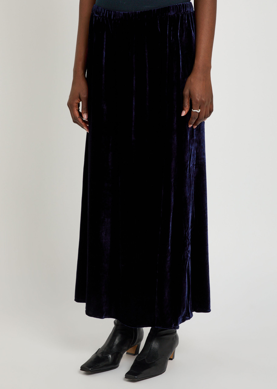 Eileen Fisher Velvet Maxi Skirt In Blue