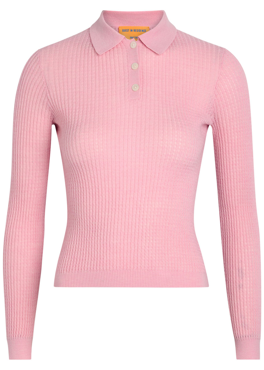 Guest In Residence Shrunken Cashmere Polo Shirt In Pink
