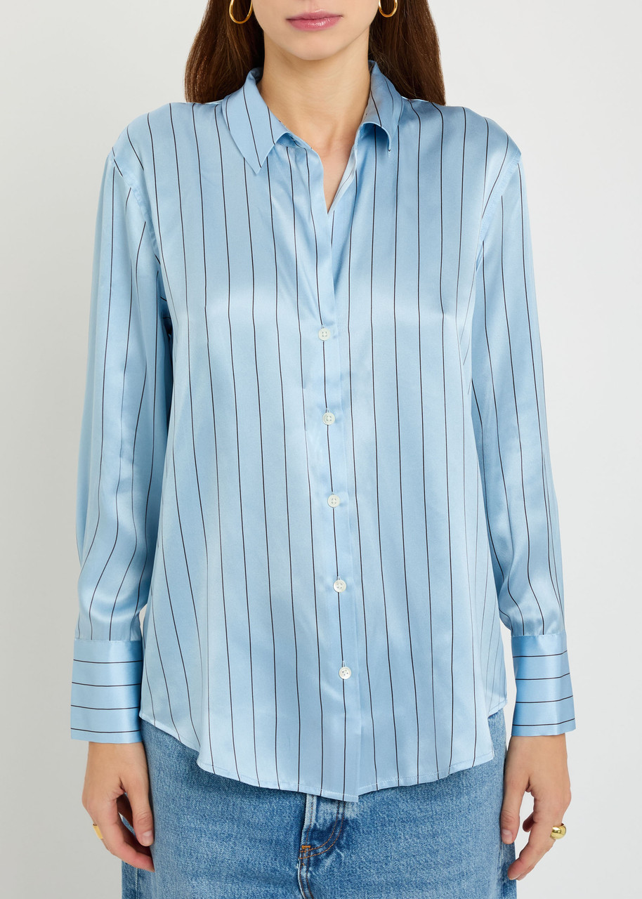 Rails Dorian Striped Silk Shirt In Blue