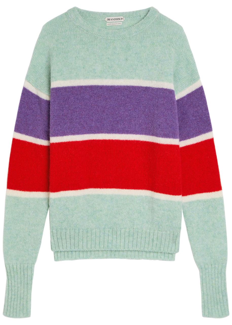 Jw Anderson Striped Crew-neck Wool Jumper In Multi