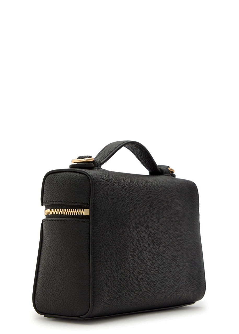 Tory Burch Romy Grained Leather Top Handle Bag In Black