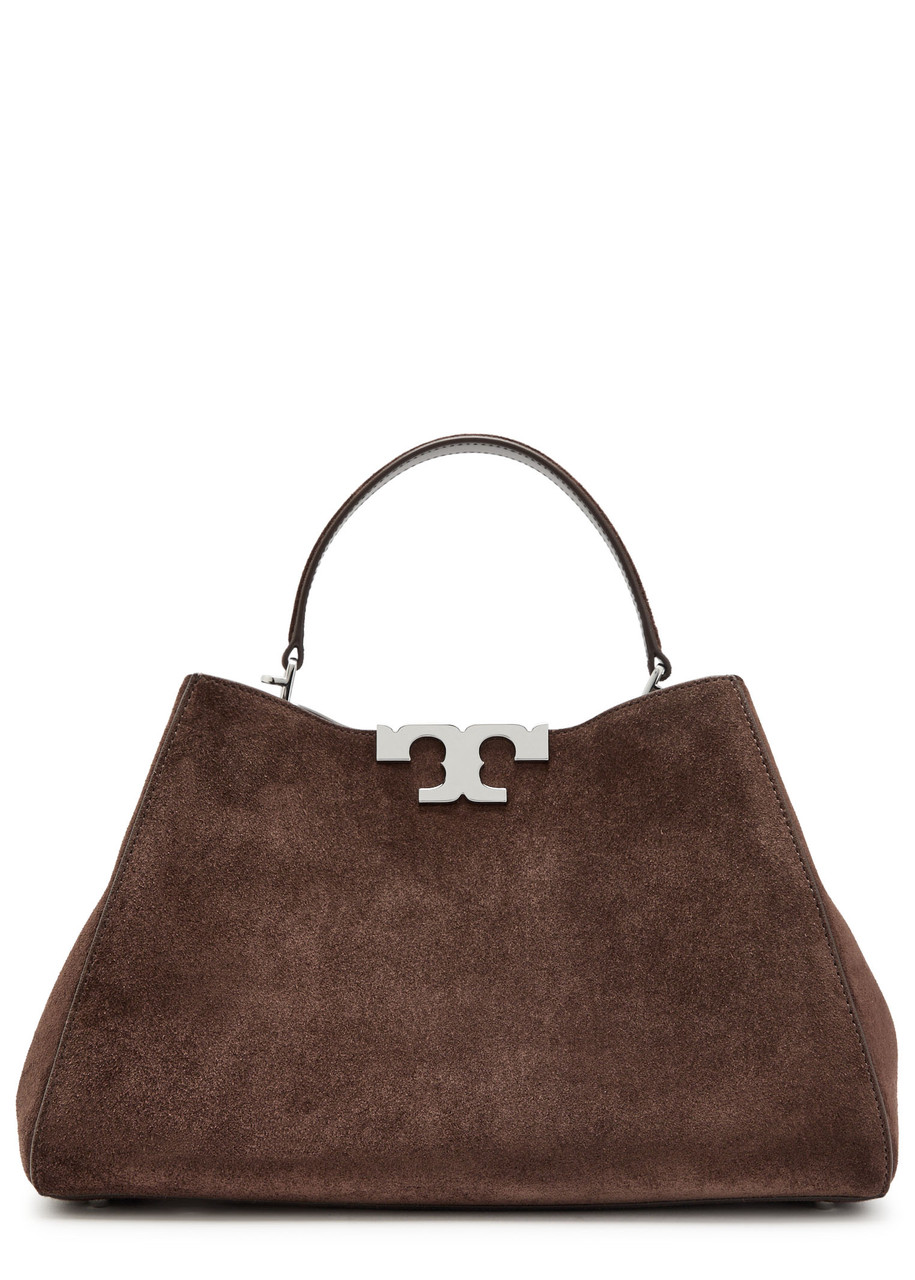 Tory Burch Eleanor T-logo Suede top Handle bag - Dark Brown - One Size
