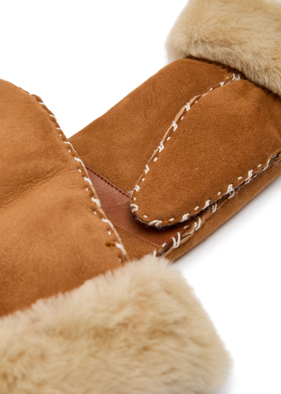  Agnelle Alix Shearling-lined Suede Gloves - Tan 