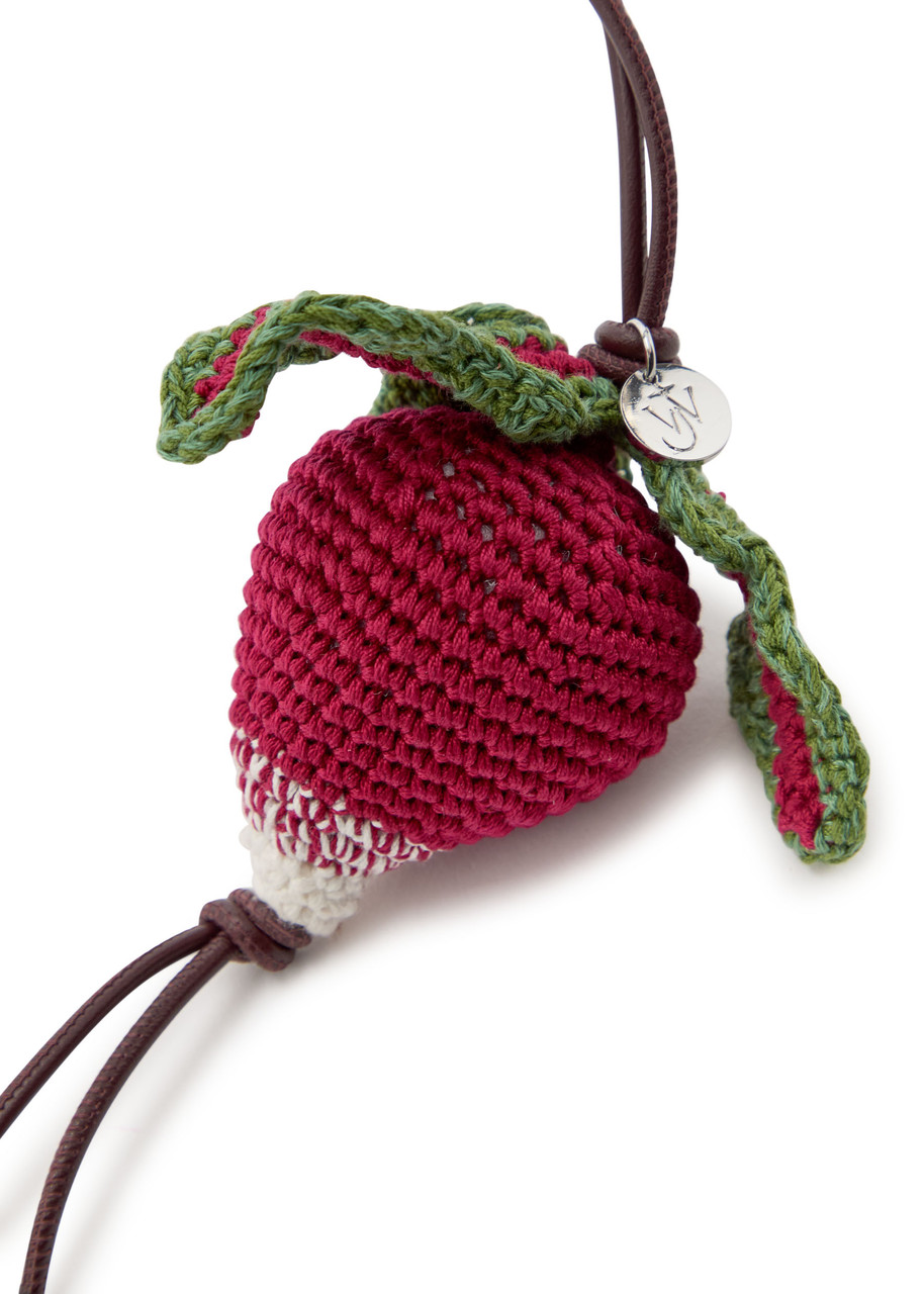 Jw Anderson Radish Crocheted Cotton Bag Charm In Pink