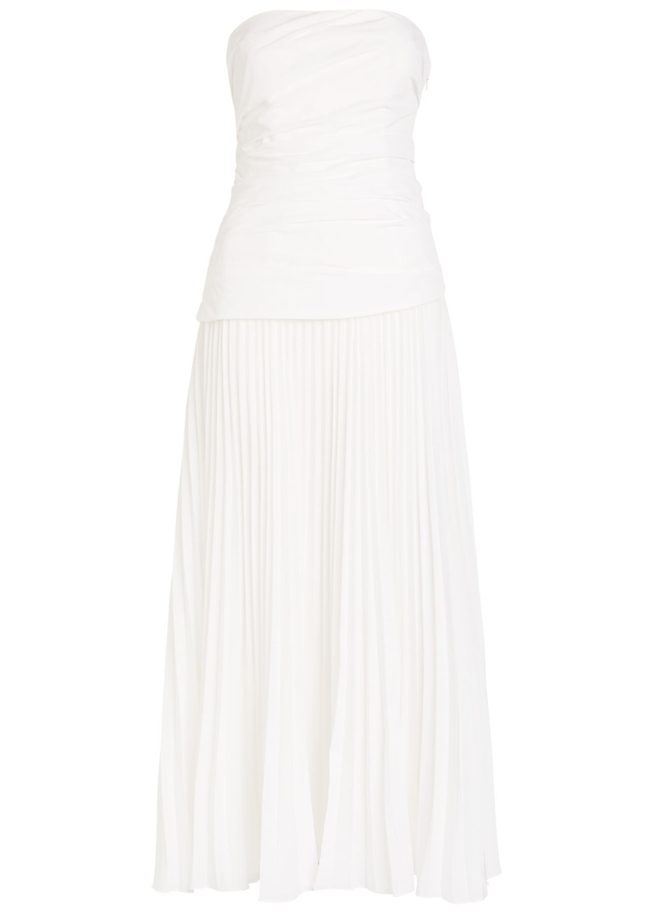 Simkhai Jonathan  Arie Draped Poplin Midi Dress In White