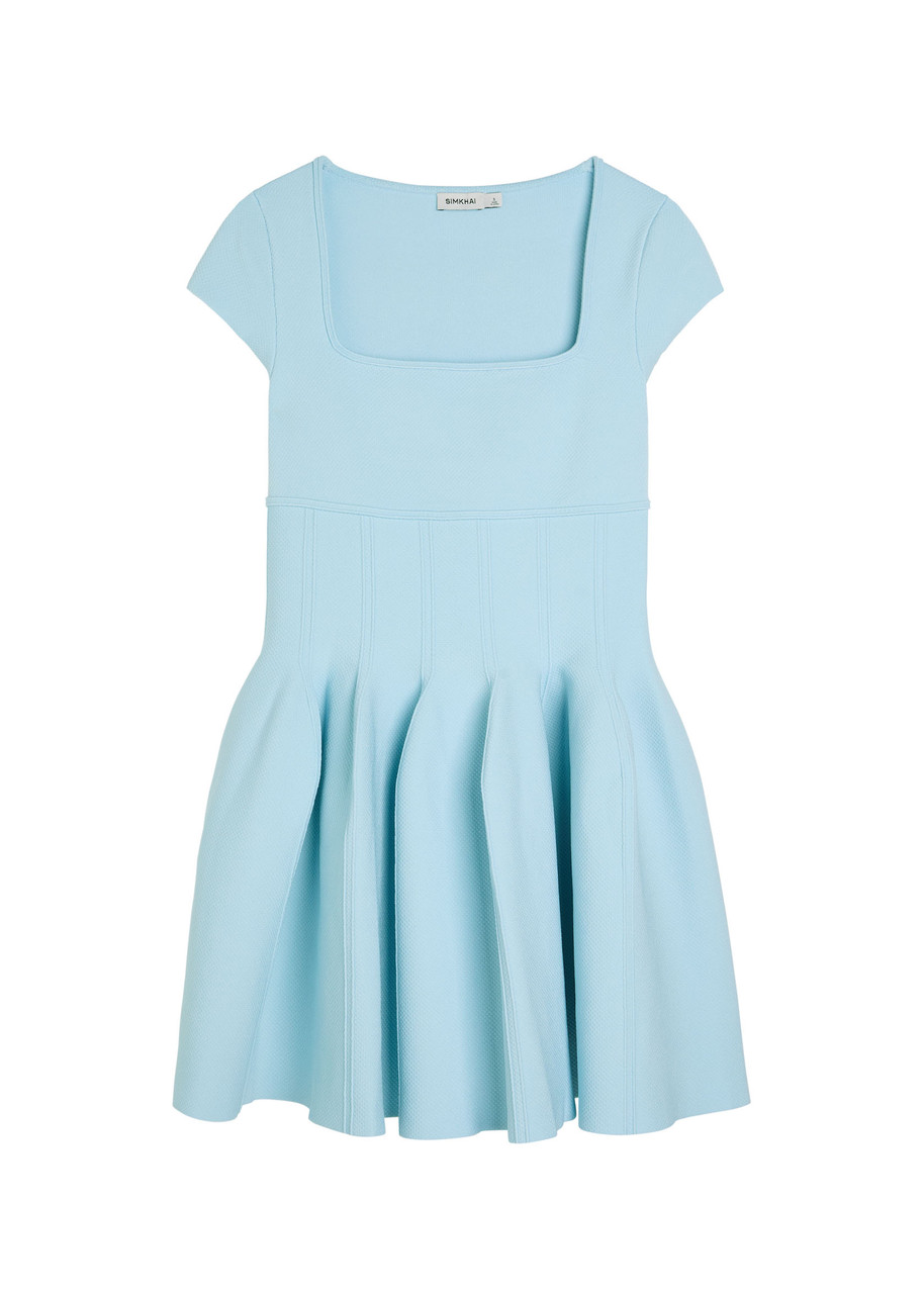 Simkhai Gallagher Piqu Knit Mini Dress - Light Blue - M (UK12 / M)