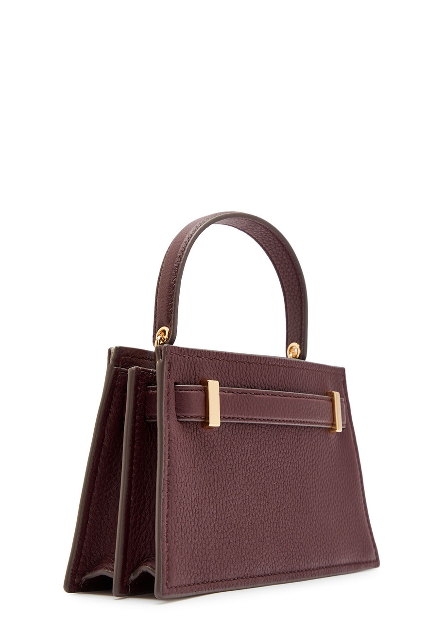 Tory Burch Lee Radziwill Mini Pebbled Leather Top Handle Bag In Blue