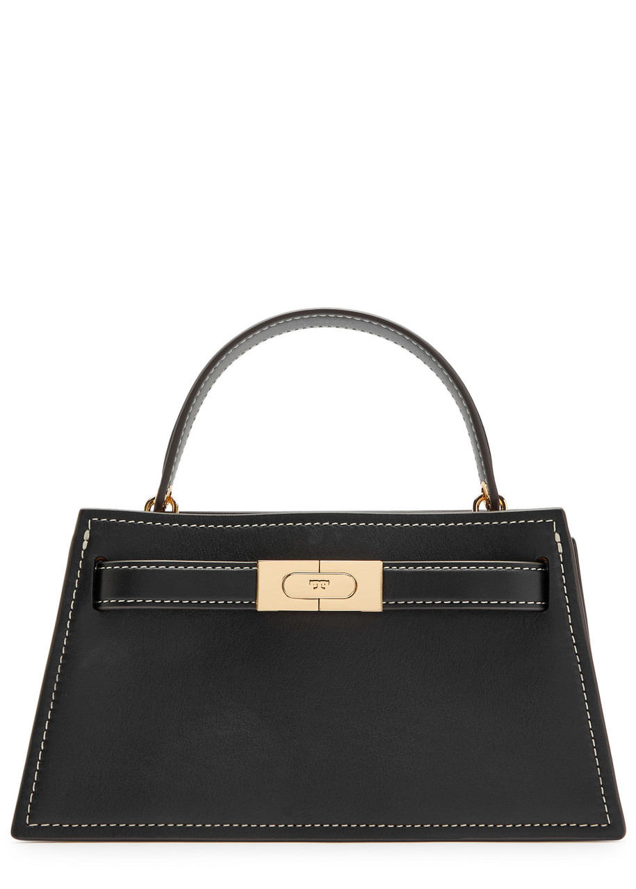 Tory Burch Lee Radziwill Mini Pebbled Leather Top Handle Bag In Brown