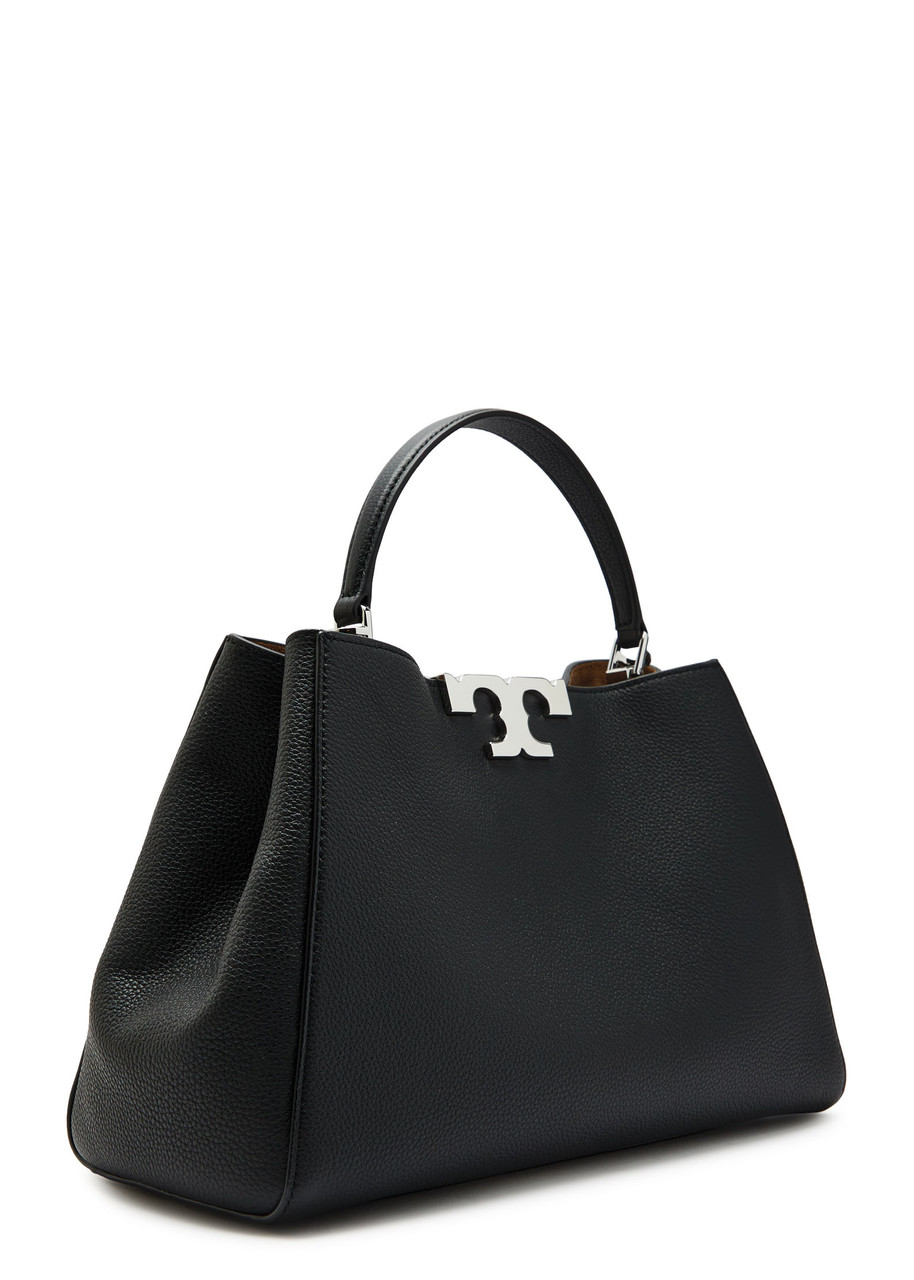 Tory Burch Eleanor T-logo Grained Leather Top Handle Bag In Black