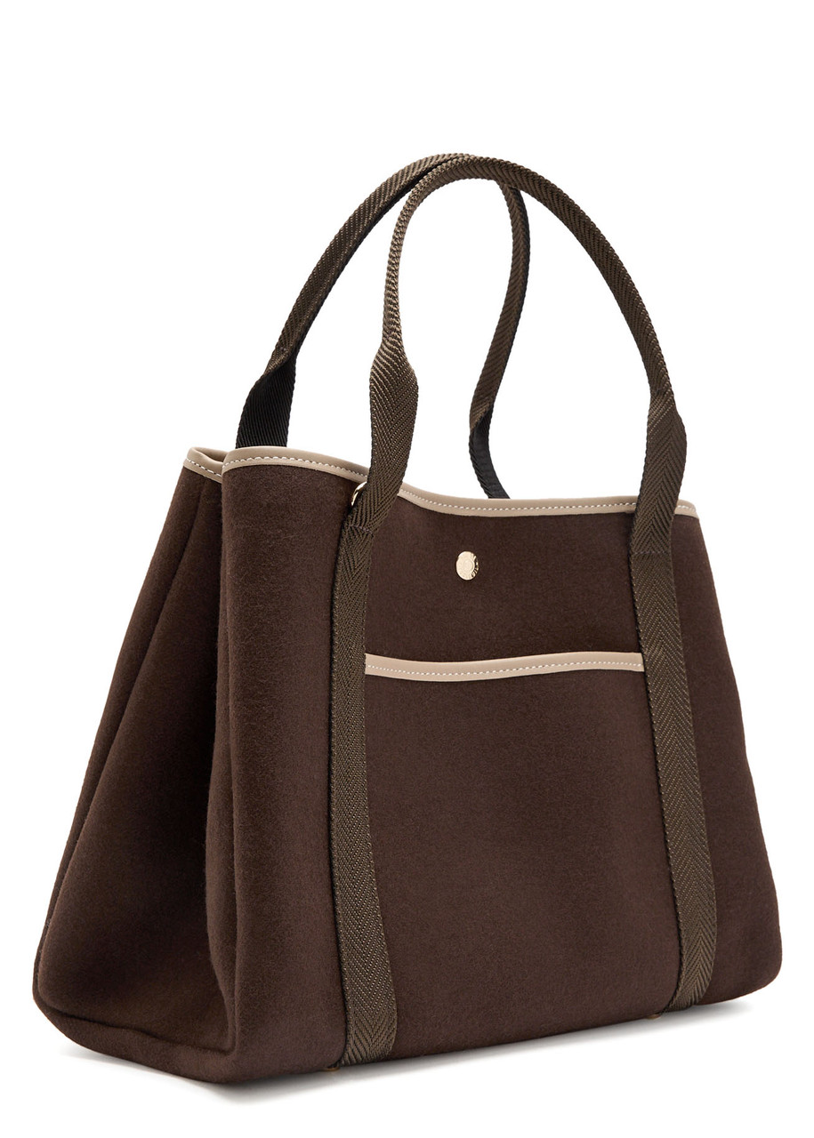 Rue De Verneiul Traversée M Pocket Wool Tote Bag In Brown