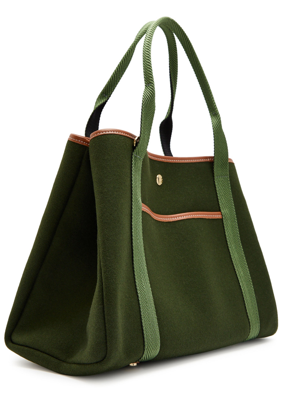 Rue De Verneiul Traversée M Pocket Wool Tote Bag In Green