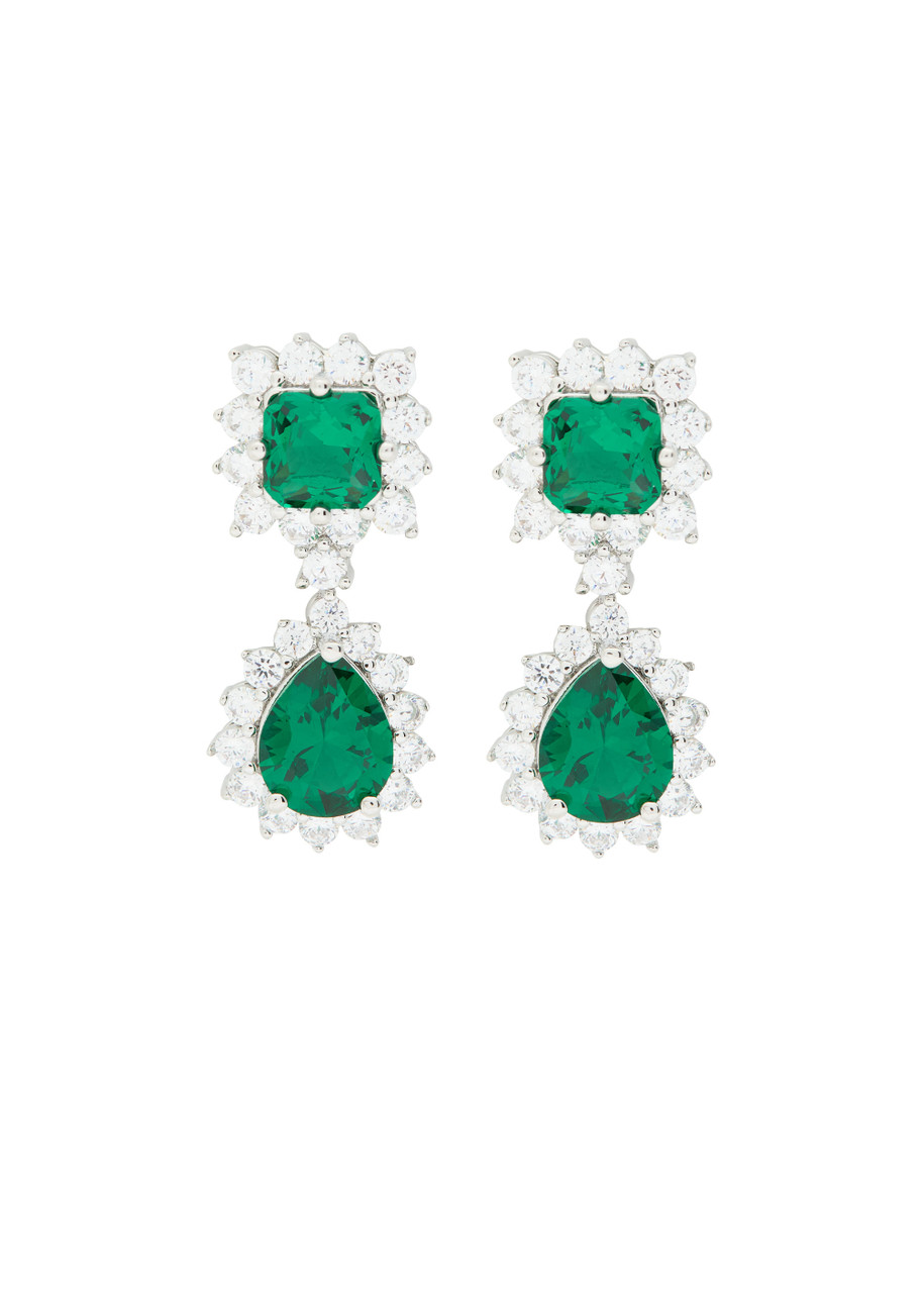 CZ BY Kenneth Jay Lane Crystal-embellished Rhodium-plated Drop Earrings - Green - One Size