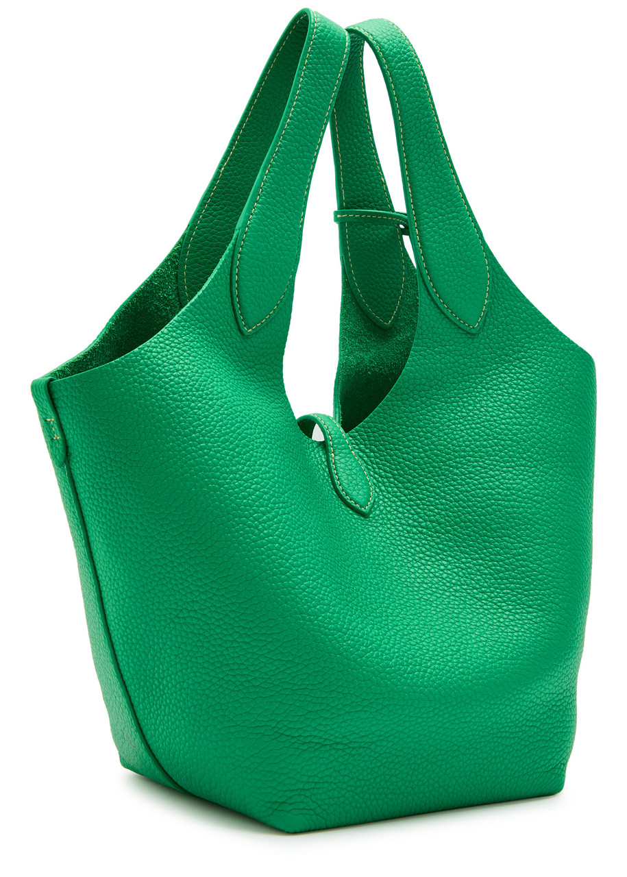 Polo Ralph Lauren Player Medium Grained Leather Tote Bag In Green