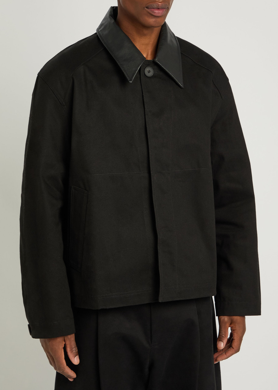  Studio Nicholson Dover Leather-collar Canvas Barn Jacket - Black - M 