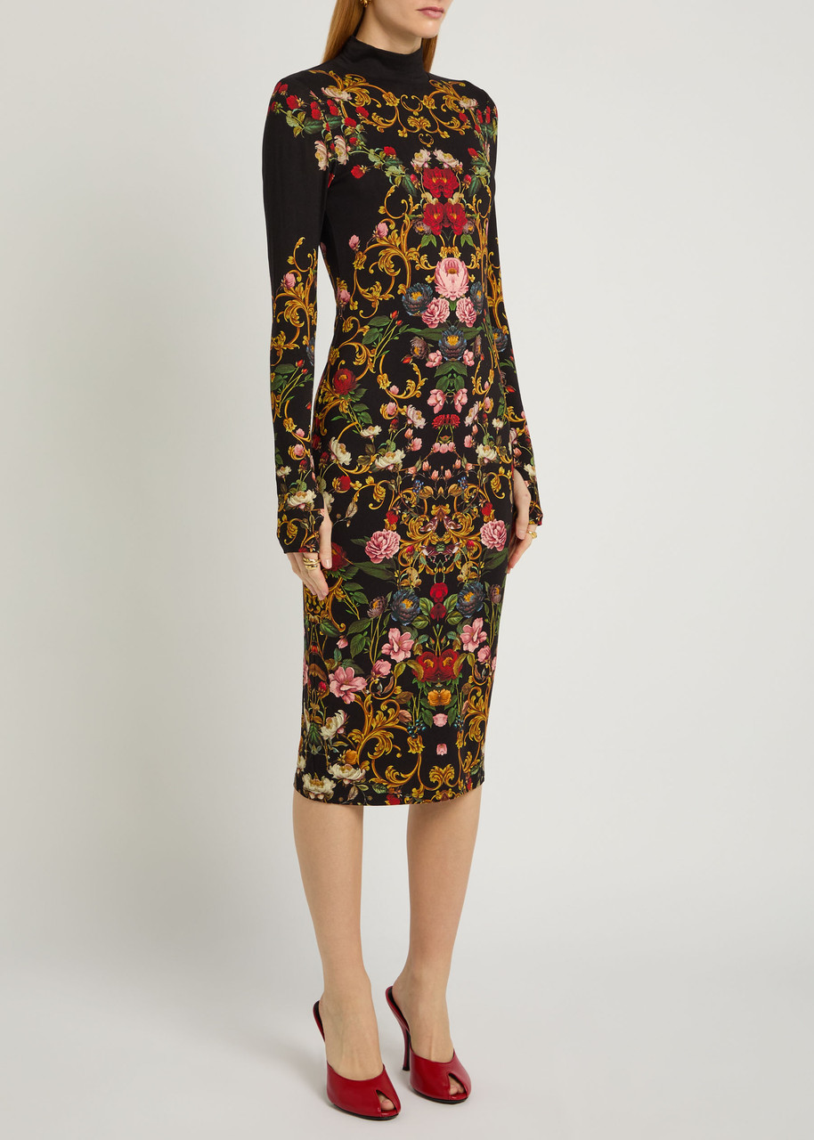 Alice And Olivia Delora Midi Dress In Evermine In Multi