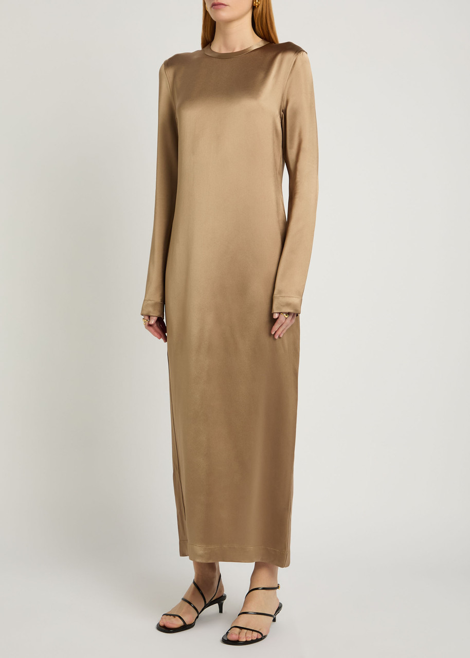 Totême Toteme Satin Midi Dress In Sand