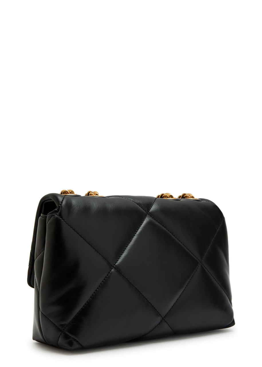 Tory Burch Kira Diamond-quilt Leather Shoulder Bag In Black