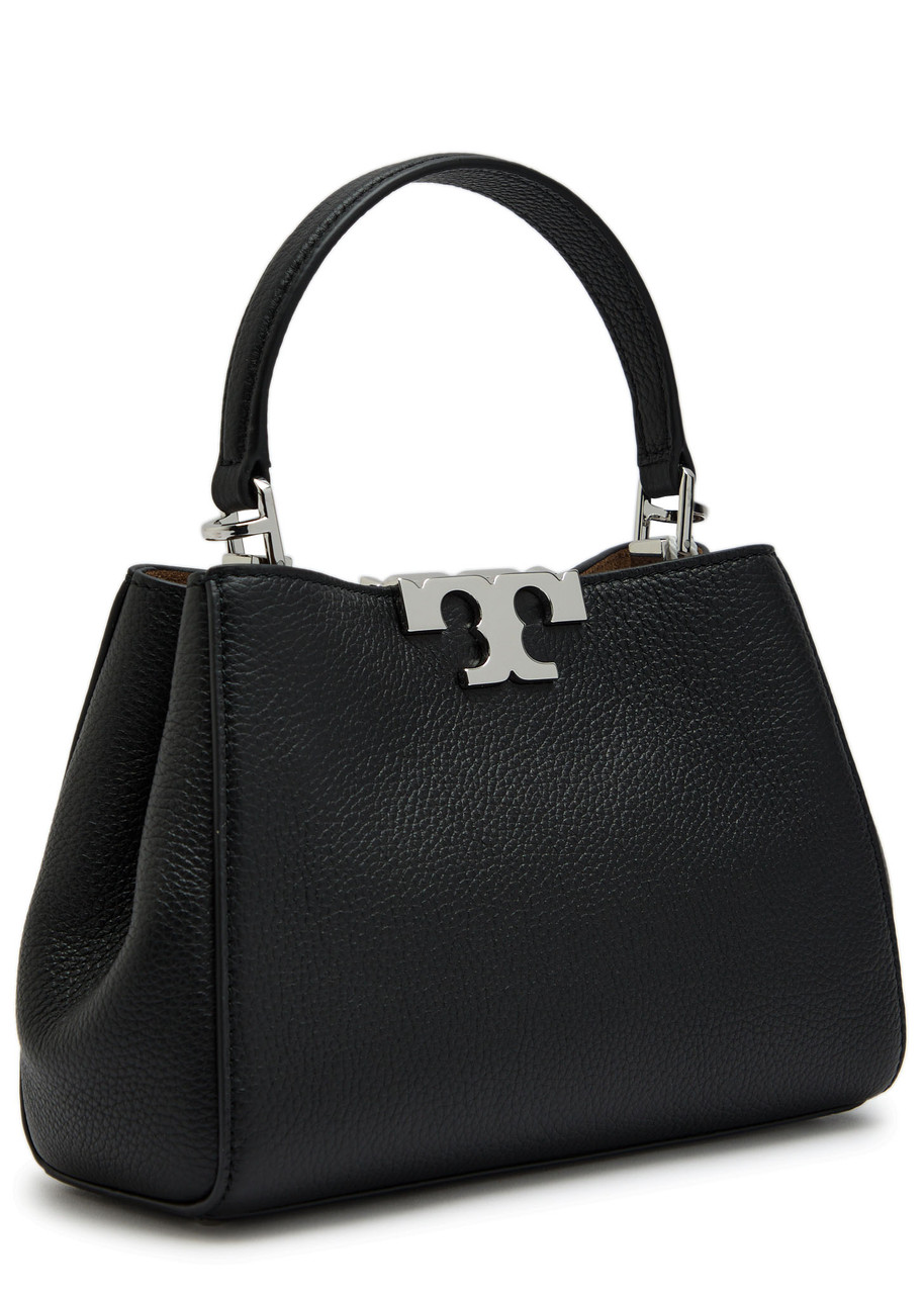 Tory Burch Eleanor Mini T-logo Grained Leather Top Handle Bag In Black