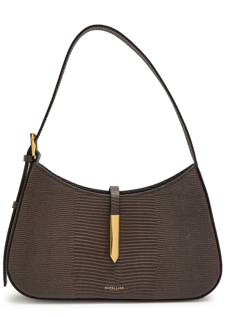 Demellier Tokyo Lizard-effect Leather Shoulder bag - Dark Brown - One Size