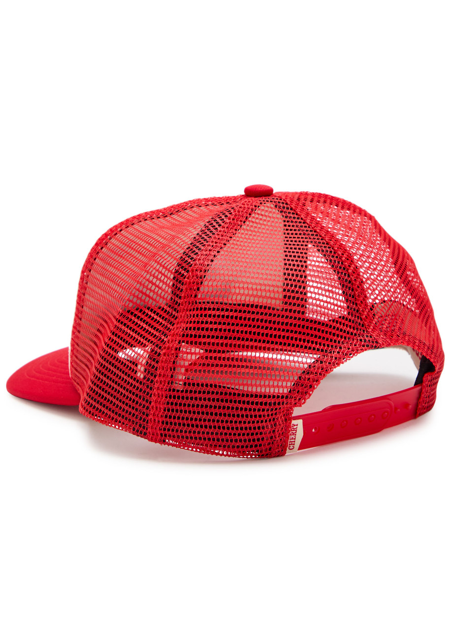 Cherry Los Angeles Quality Logo-print Woven Trucker Cap In Red