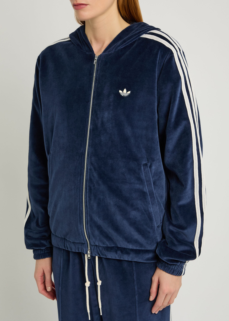 Adidas Originals Adidas X Wales Bonner X Wales Bonner Hooded Velour Jacket In Blue