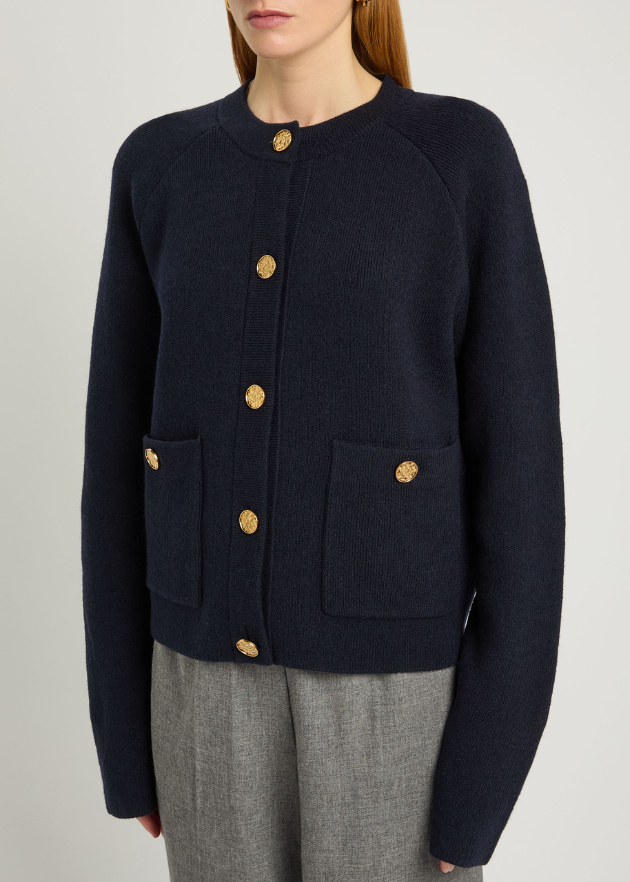  Toteme Wool-blend Cardigan - Navy - Xs (uk6 / Xs) 