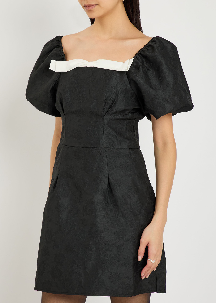 Sister Jane Cocktail Floral-jacquard Woven Mini Dress In Black