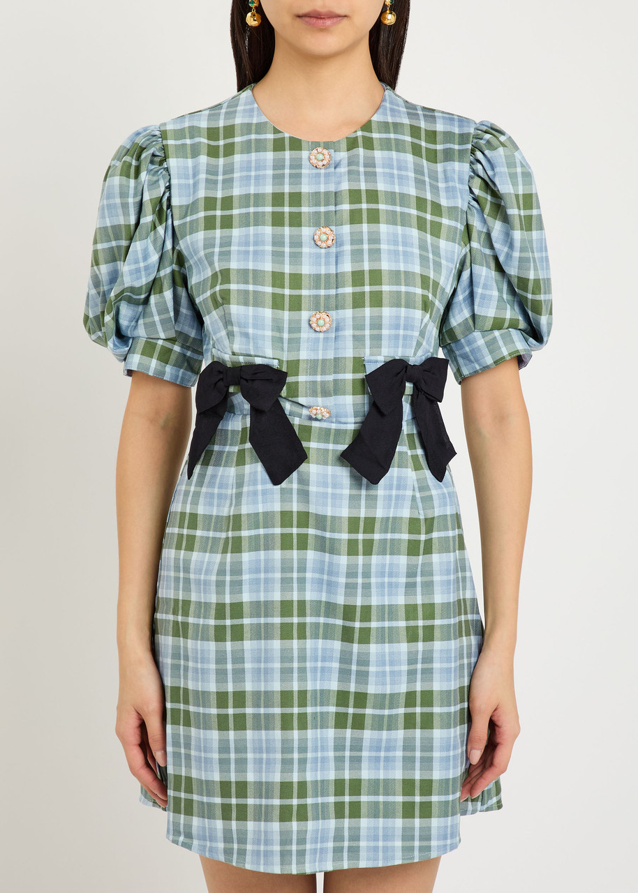 Sister Jane Foyer Checked Woven Mini Dress In Green