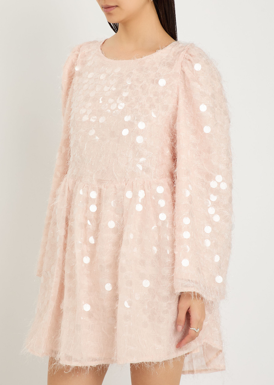 Sister Jane Teese Embellished Voile Mini Dress In Pink