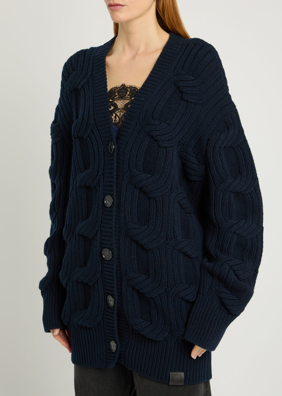 Stella Mccartney Cable-knit Wool Cardigan In Blue