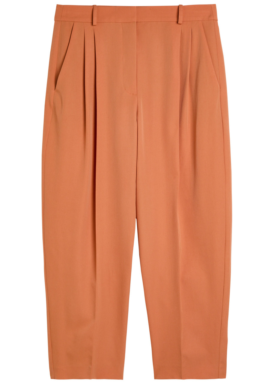 Stella Mccartney Pleated Barrel-leg Wool Trousers - Orange - 44 (UK12 / M)
