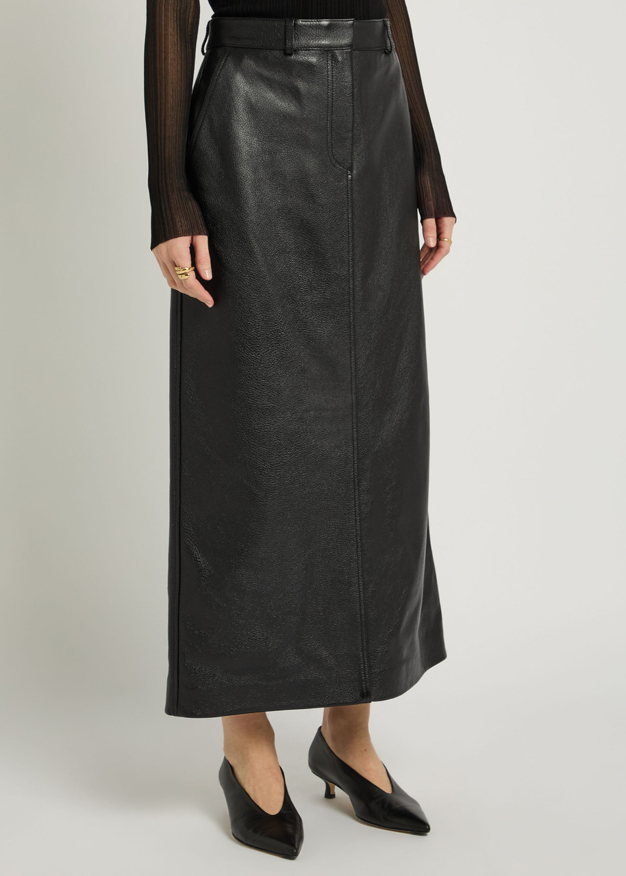 Totême Toteme Grained Leather Midi Skirt In Black