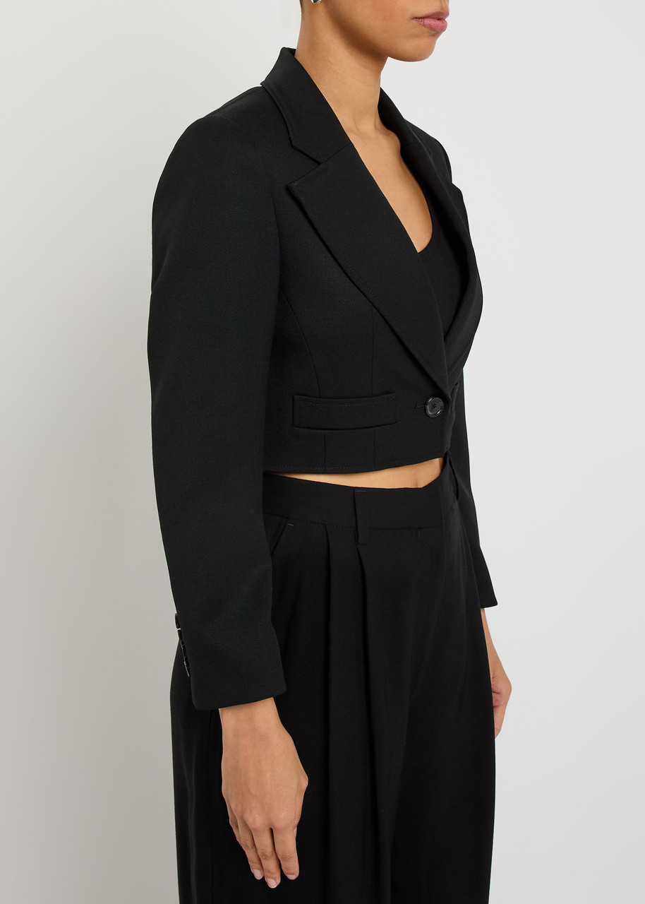 Nili Lotan Belino Cropped Wool-twill Blazer In Black