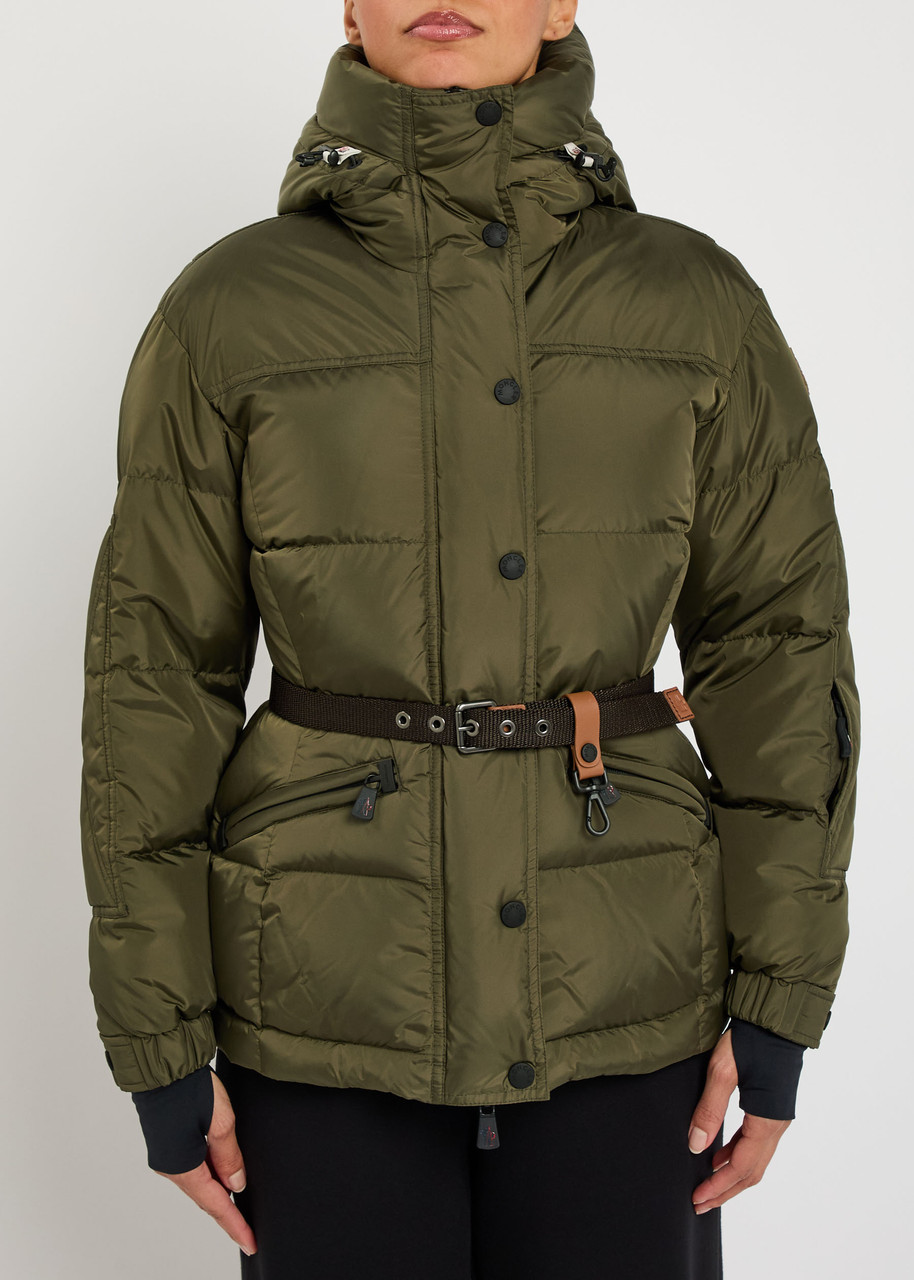 Moncler Salastrains Belted Padded Shell Jacket In Green