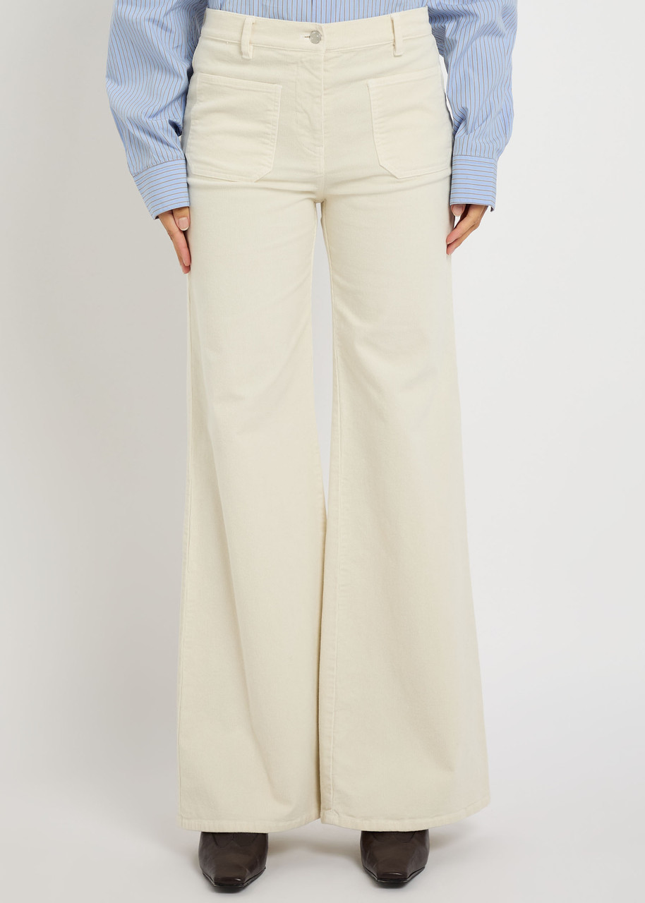 Nili Lotan Florence Flared-leg Corduroy Trousers In Neutral