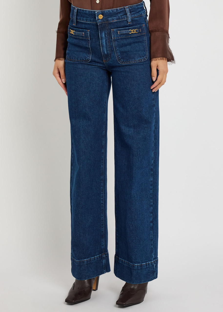 Paige Sasha Wide-leg Jeans In Blue