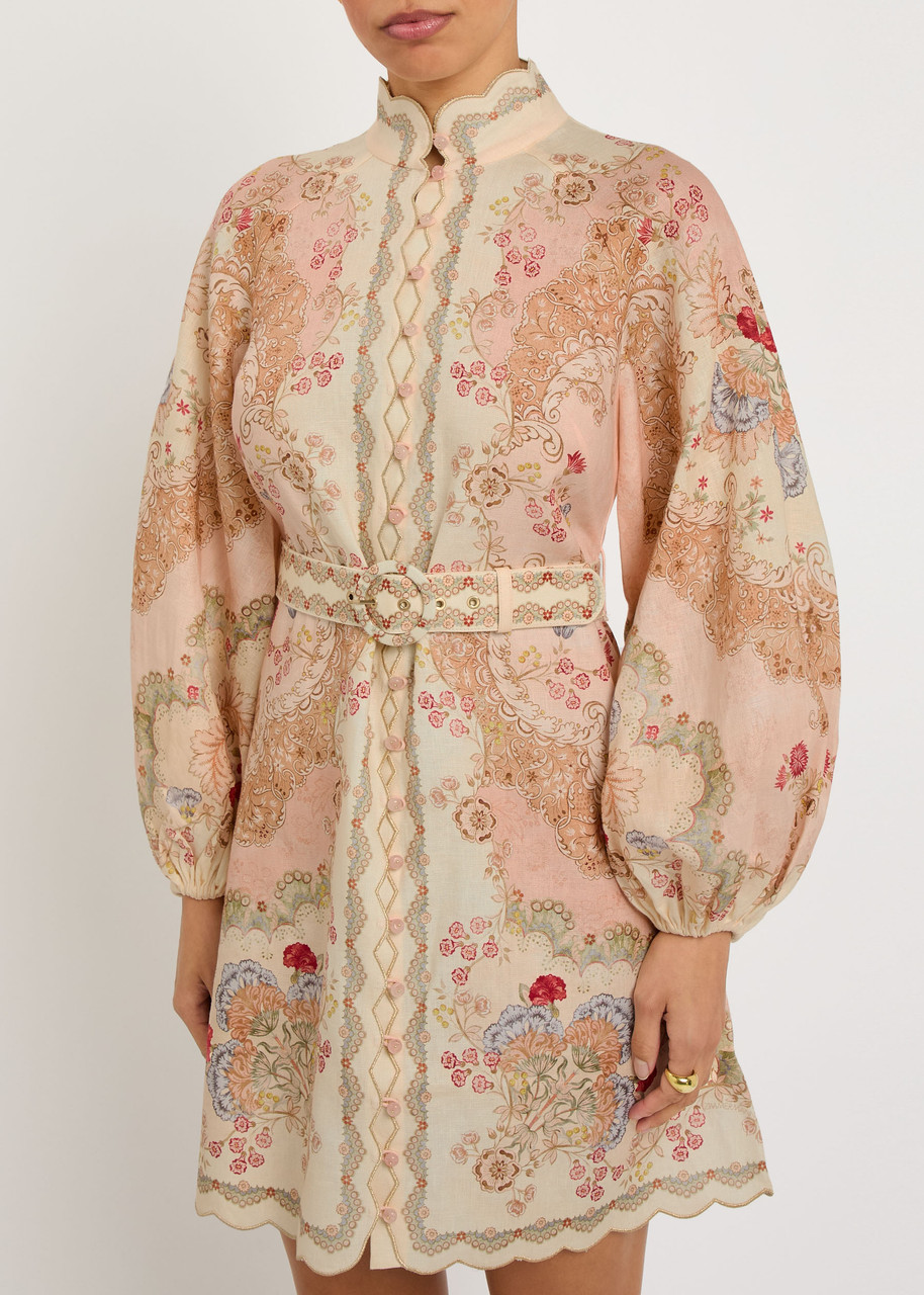 Zimmermann Daylight Printed Linen Mini Dress In Multi