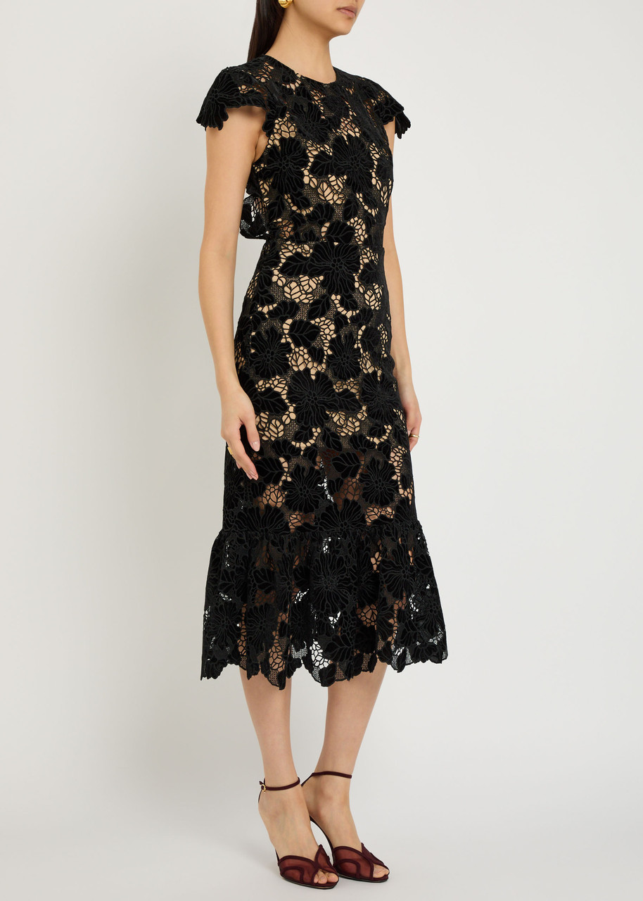 Alice And Olivia Clover Open Back Midi Dress In Black